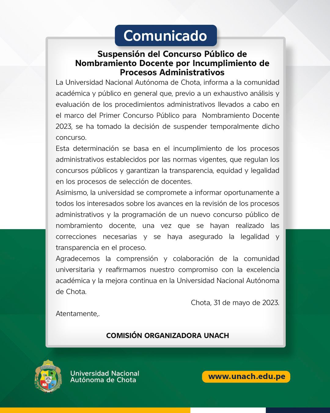 COMUNICADO